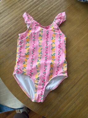 Magic Pink Floral Lemon Girls Swimsuit Size 7